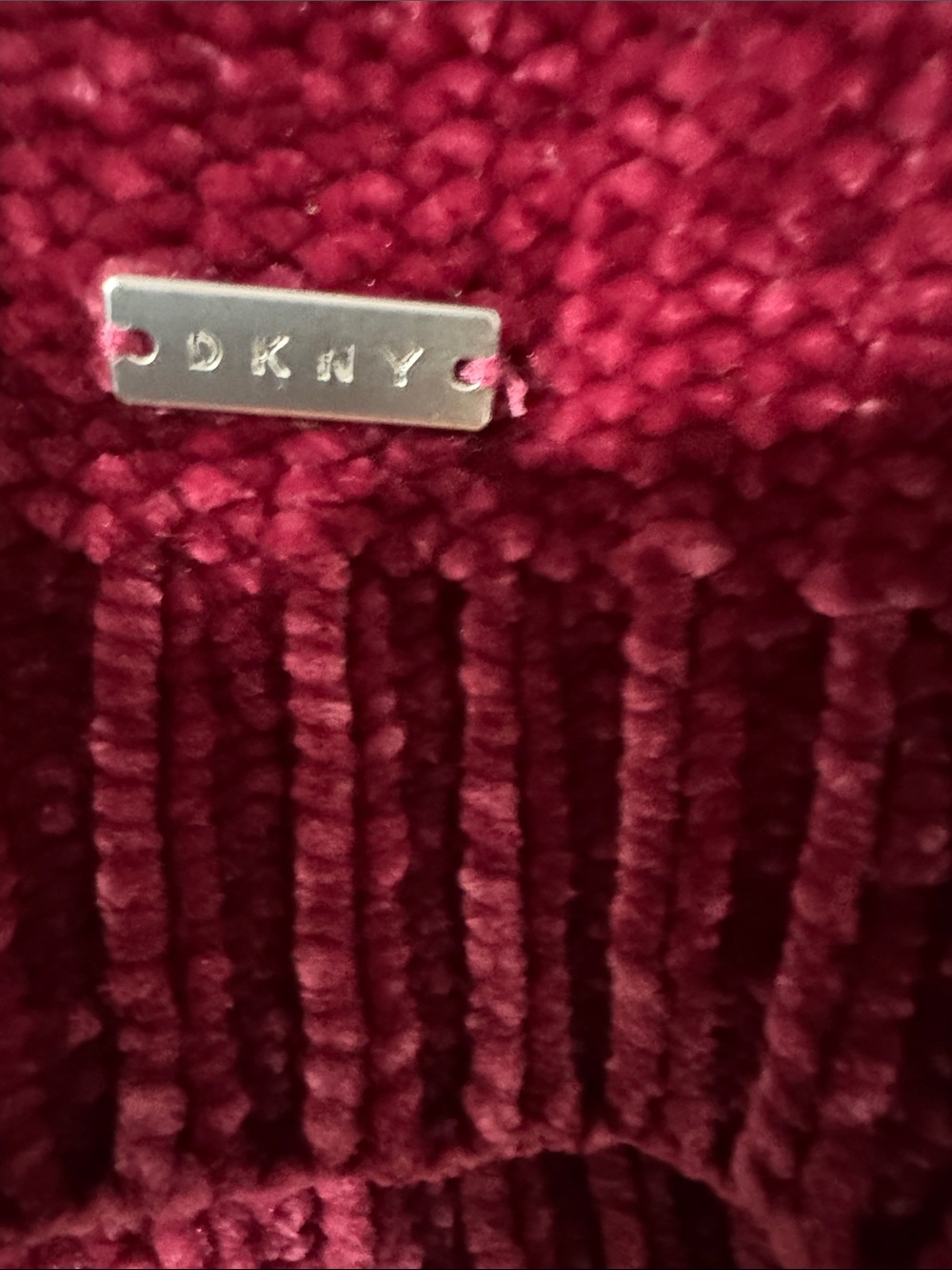 DKNY Chenille Hooded Sweater in Berry - Picture 2 of 4